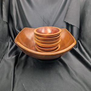 Vintage BariboCraft Canadian Wooden Salad Bowl Set Maple Wood