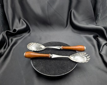 J.G. and Sons Silver Plate Salad Serving Spoon And Fork Set