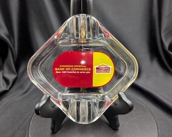 Vintage CIBC Glass Ashtray, Mid-Century Bank Memorabilia, 4.5 Inch Collectible