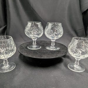 Vintage Cut Crystal Brandy or Cognac Snifters Set of 4