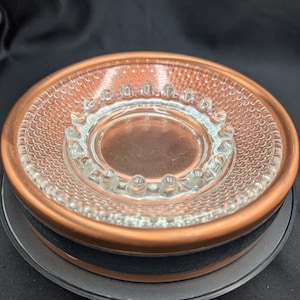 Vintage Coppercraft Guild askfat koppar skål glasinsats