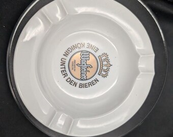 Vintage Warsteiner Beer Ceramic Ashtray Rastal Germany Gold Rim Breweriana 6"