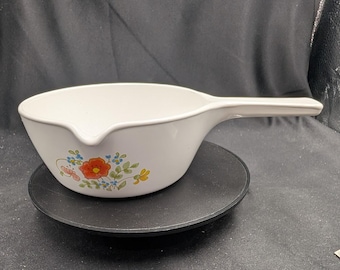 Vintage Corning Ware Wildflower Saucepan P-89-B Orange Poppy
