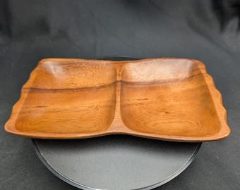 Vintage Monkey Pod Wood Divided Serving Tray