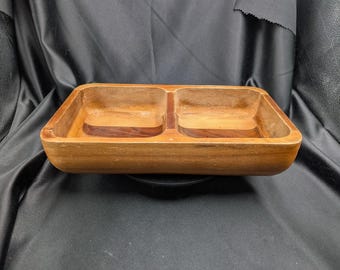 Vintage Double Compartment Acacia Wood Serving Tray