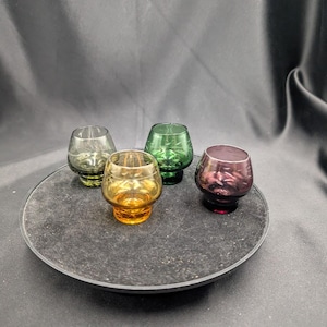 Vasos de chupito vintage de sake y soju grabados, hechos en Corea, soplados a mano
