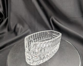 Vintage Pressed Glass Spoon Rest Utensil Holder Buffet Serving Caddy Amphitheater Colosseum Style 4"