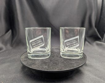 Para zabytkowych szklanek Johnnie Walker Red Whisky Rocks