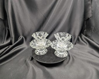 Partylite Chantilly Pair Ruffled Glass Candle Holder