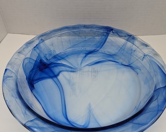 Pyrex Piatto Blue Pie da 9,5 pollici Collezione Acquerello Blue Lagoon