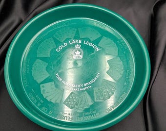 Vintage grön pokerhandbricka i plast från Cold Lake AB Legion, gren 211