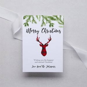 Christmas Greeting Card with Reindeer, DIGITAL DOWNLOAD, printable template