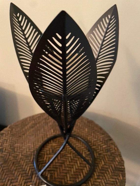 Wrought Iron Leaf Candle Holder Etsy