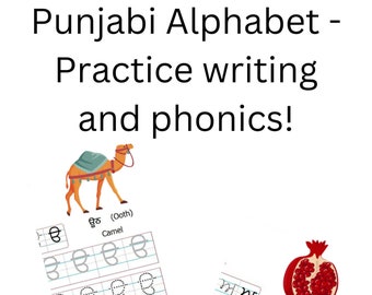 Punjabi alphabets tracing worksheet, writing practice workbook, learn to write Gurmukhi alphabet printable workbook,Punjabi learning