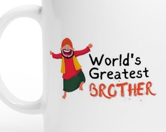 Worlds Greatest Brother - White 11oz Ceramic Coffee Mug, Indian, Desi, Punjabi, Bhaji