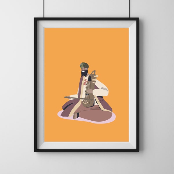 Pop Art Sarangi Print - Instrument Print - Printable Digital Download