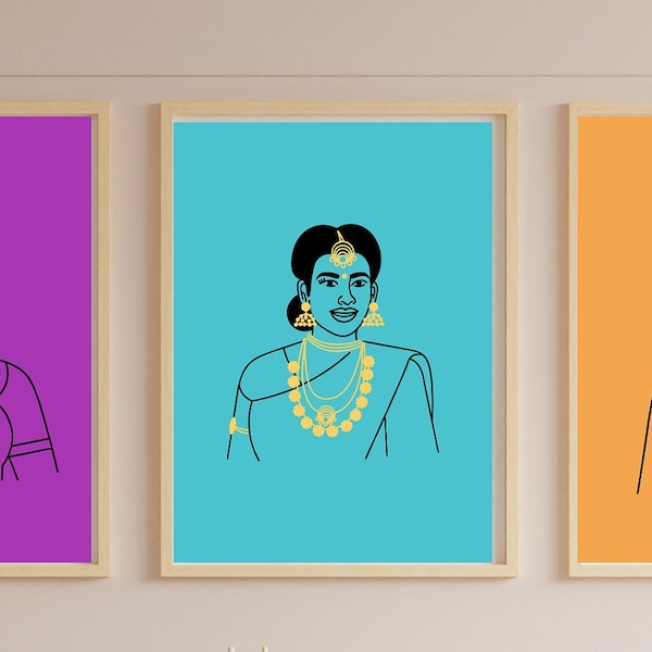 Tirages Pop Art - Bundle! 3 Indian Women Prints - Téléchargements numériques imprimables