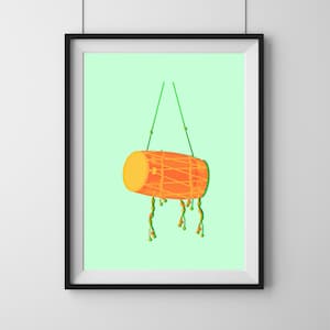 Pop Art Dhol Print - Instrument Print - Téléchargement numérique imprimable