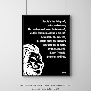 Daniel 6 wall art, digital download, Daniel in the Lion&#39;s Den, wall art