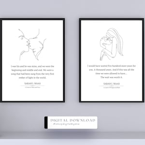 Minimalist Sarah J Maas Love Quote Posters - ACOTAR, Throne of Glass, Crescent City