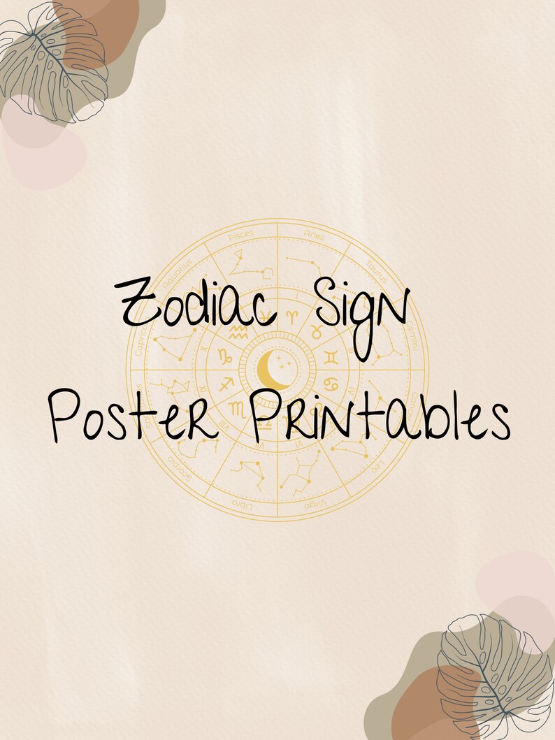 12 Zodiac Sign Poster Printables DIGITAL DOWNLOAD Etsy