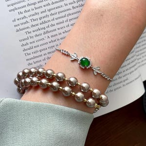 Eisgrün Jadeit Jade Silber Armband echte Guatemala Typ A Jadeit 925 Sterling Silber Einstellbare Länge Geschenk für Sie