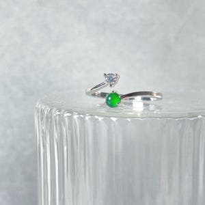 Anillo de plata con jadeíta verde helado, jadeíta guatemalteca genuina tipo A, plata esterlina 925, banda ajustable, regalo para ella