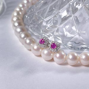 Burma Ruby Silver Earrings No Thermal Treatment 925 Sterling Silver Adjustable Band Gift for Her