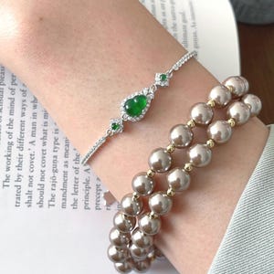 Eisiges Grün Hulu Jadeit Jade Silber Armband echte Guatemala Typ A Jadeit 925 Sterling Silber Einstellbare Länge Geschenk für Sie