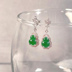 Grüne Hulu Jadeit Silber Ohrringe natürliche echte Guatemala Typ A Jadeit 925 Sterling Silber Schmuck Geschenk für sie