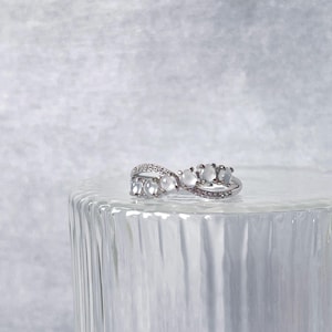 Anillo de plata con jadeíta de corte cabujón transparente y helado de Birmania, jadeíta genuina tipo A, plata esterlina 925, banda ajustable, regalo para ella