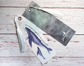 Whale Illustration - Laminated Bookmark - Great Gift