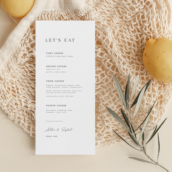 WANDERLUST Minimalist Wedding menu template,Modern Wedding Invitations,Invitation Template,Printable Invitation,weddings,wedding bundles,DIY