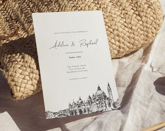 WANDERLUST Minimalist Destination Wedding Invitation Suite,Modern Wedding Invitations,Invitation Template,Printable Invitation,Boarding Pass