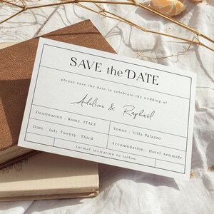 WANDERLUST Destination Wedding Save the Date,Modern Wedding Invitations,Invitation Template,Printable Invitation,Boarding Pass,Minimalist