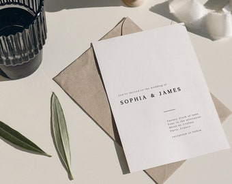 CLASSIC Minimalist Wedding Invite, Elegant Wedding, Modern Wedding Invitation,Invitation Template,Printable Invitation,Instant Download,Chic