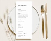 Minimalist Wedding Menu Template, Modern Printable Menu (Digital Download)