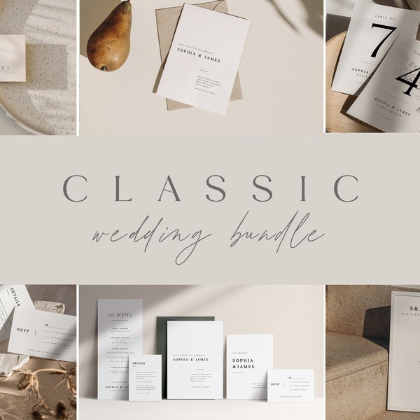 CLASSIC Minimalist Wedding Bundle,Wedding printables,Invitation Suite,wedding invitation,simple wedding,modern wedding,printable wedding,DIY