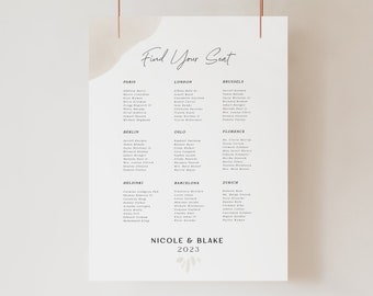 FRESCO Blush Wedding Seating Chart, Wedding Sign,Boho Wedding,Wedding Decor,Seating chart sign,wedding sign,Seating template,Wedding signs