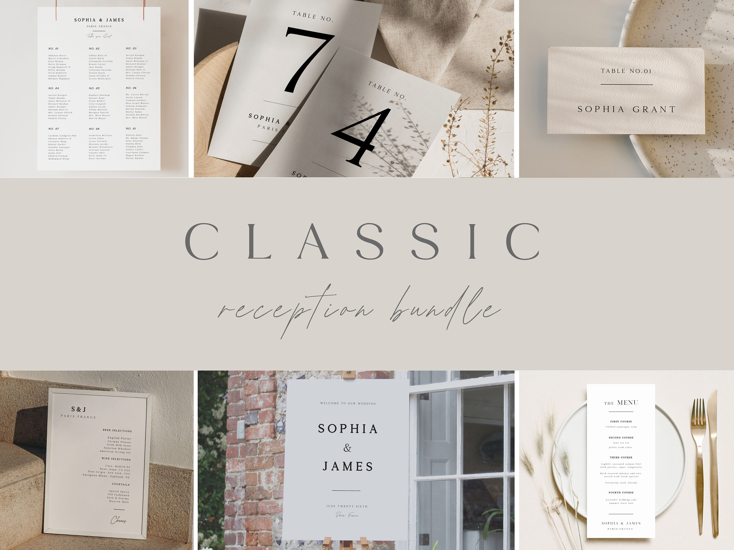 CLASSIC Minimalist Reception Bundle,Wedding printables,Invitation Suite,wedding invitation,simple wedding,modern wedding,printable wedding