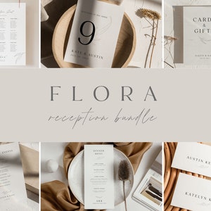 FLORA Reception Wedding Bundle,Wedding printables,Invitation Suite,wedding invitation,simple wedding,modern wedding,printable wedding,DIY