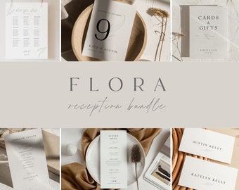 FLORA Reception Wedding Bundle,Wedding printables,Invitation Suite,wedding invitation,simple wedding,modern wedding,printable wedding,DIY