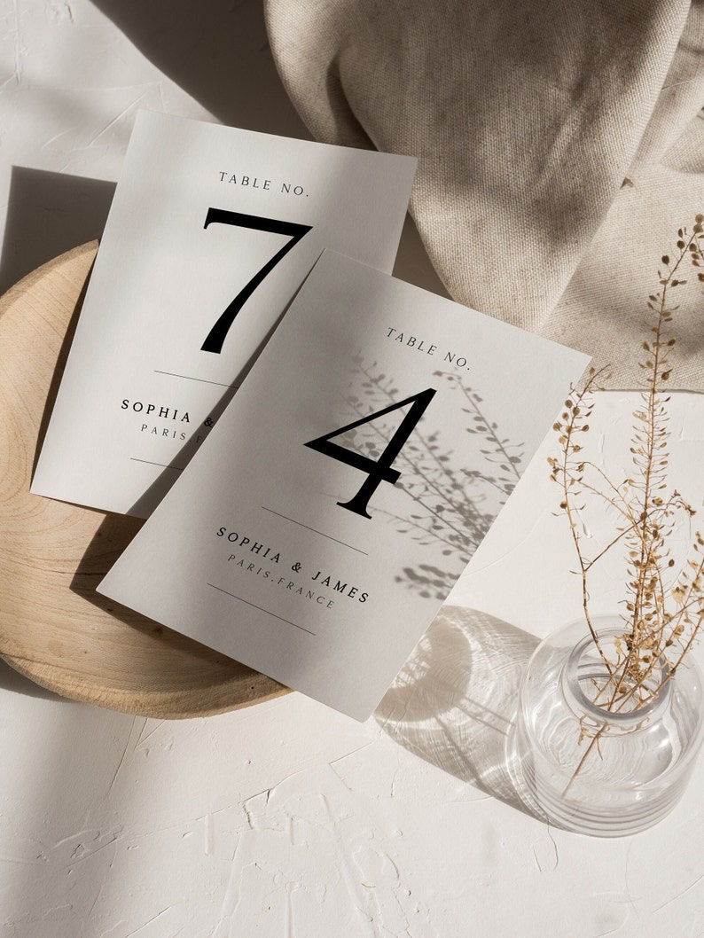 CLASSIC Minimalist Table Numbers, Wedding Table numbers Modern Printable Table Numbers Printable Instant Download table number template DIY image 2