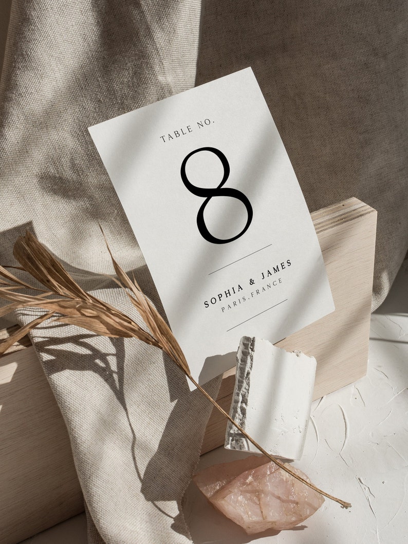 CLASSIC Minimalist Table Numbers, Wedding Table numbers Modern Printable Table Numbers Printable Instant Download table number template DIY image 7