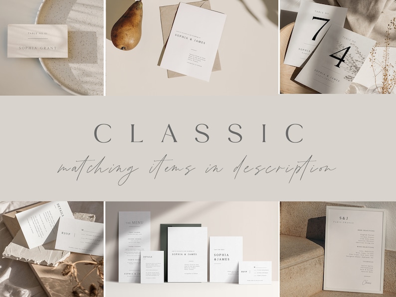 CLASSIC Minimalist Table Numbers, Wedding Table numbers Modern Printable Table Numbers Printable Instant Download table number template DIY image 3