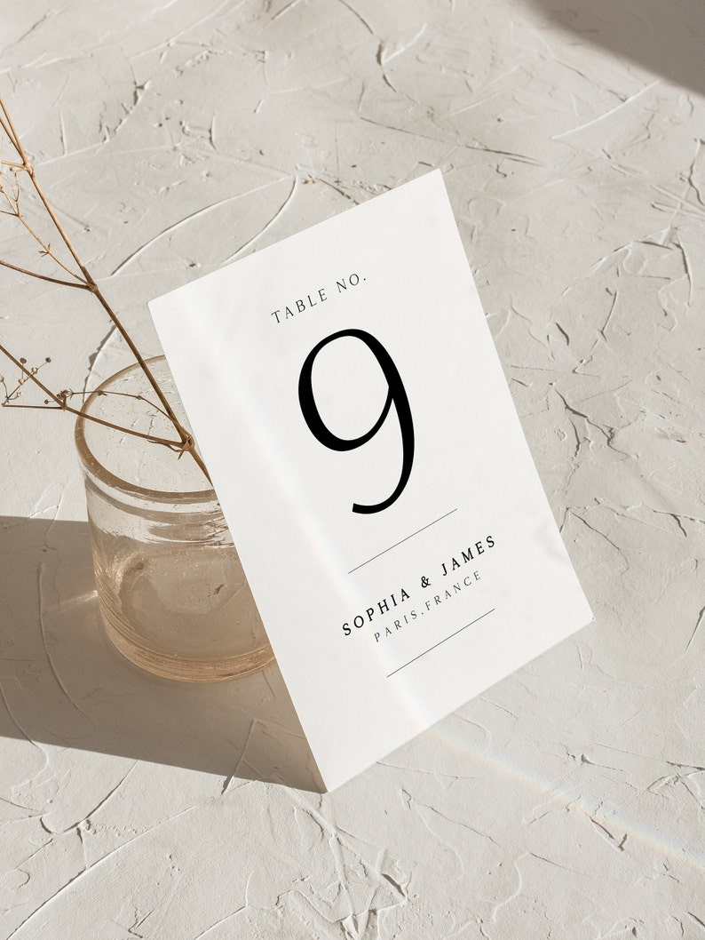 CLASSIC Minimalist Table Numbers, Wedding Table numbers Modern Printable Table Numbers Printable Instant Download table number template DIY image 5