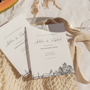 WANDERLUST Florida Wedding Invitation Suite, St Petersburg,Modern Wedding Invitations,Invitation Template,Printable Invitation,Boarding Pass