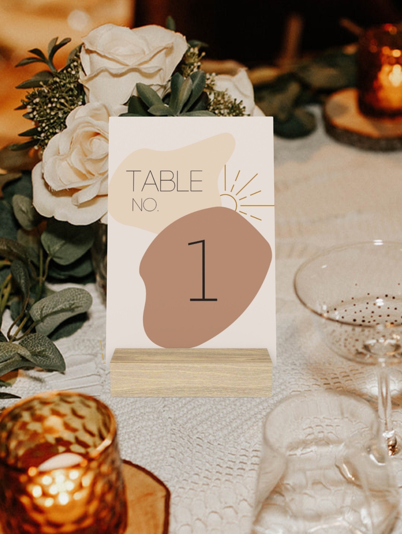 Neutral Boho Sun Printable Table Numbers Minimalist Engagement Party Table Decor Bohemian Bridal Shower Decorations Modern