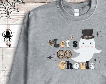 Cute Halloween Sweatshirt, Let's Go Ghouls Bachelorette Halloween Sweatshirt, Vintage Halloween, Spooky Ghost Season Sweatshirt