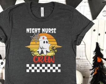 Cute Halloween Night Nurse Shirt, Retro Halloween Sunrise, Halloween Vintage Shirt, Halloween Work Party, Night Nurse Crew, RN Fall Shirt